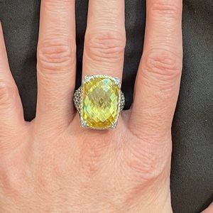 Judith Ripka Yellow stone and CZ Ring; size 6.5